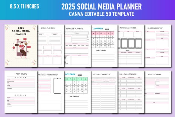 Download 2025 Social Media Planner Canva KDP - Social media planner Collection