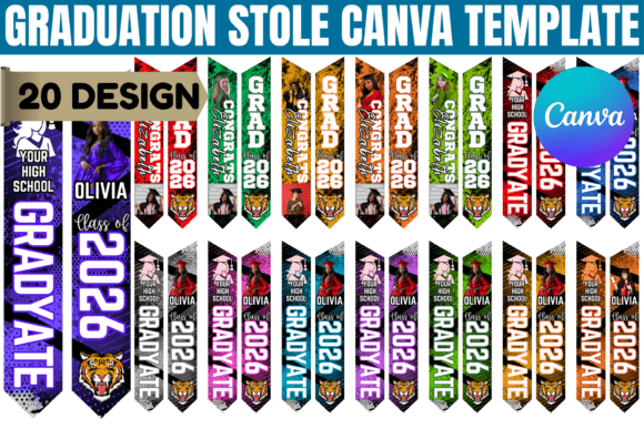 Download Graduation Stole Canva Editable Template - Premium Bundle